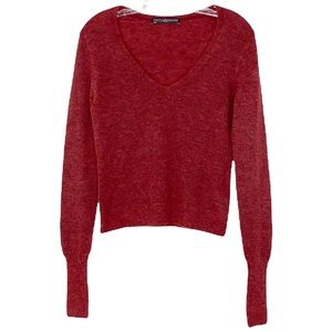 Peruvian Connection Alpaca Red V-Neck Sweater